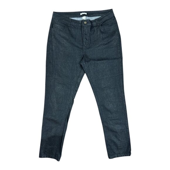 Per Se Womens Size 16 Black Snake Print Stretch Comfort Pants Cotton Slim Fit - Picture 3 of 9